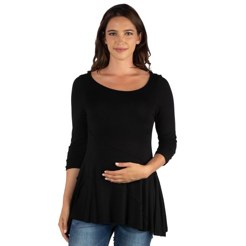24seven Comfort Apparel Ruched Sleeve Swing Maternity Tunic Top : Target