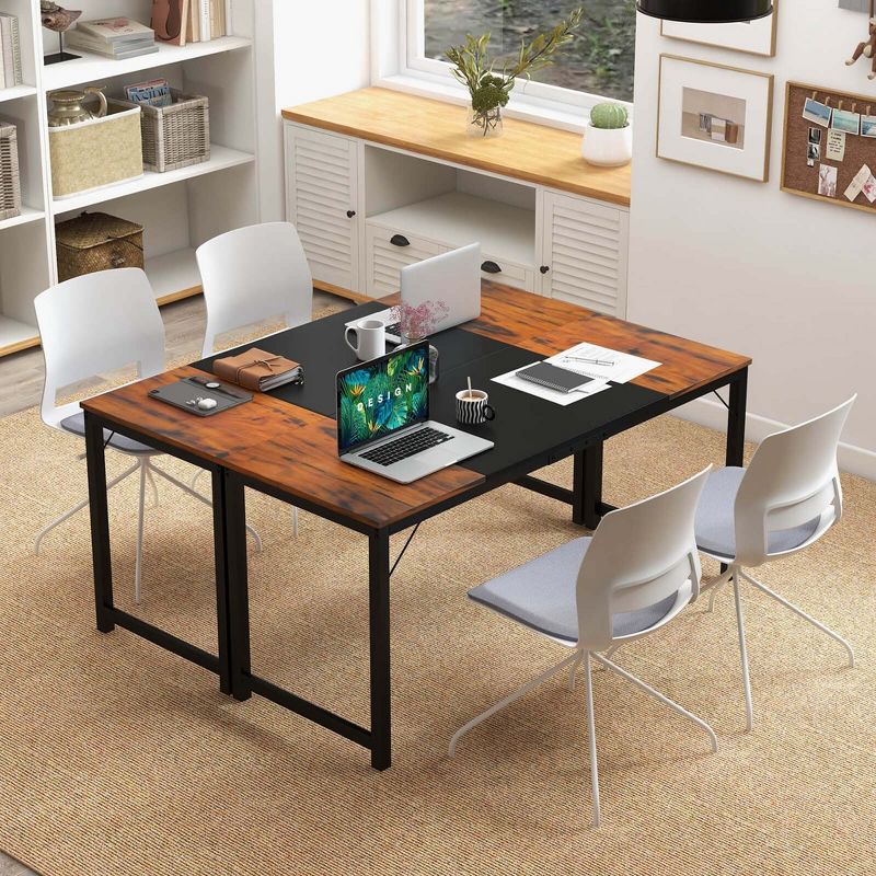 Costway Set of 2/4/6 Conference Table 63'' x 24'' Meeting Table with Metal Frame, 2 of 9