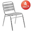 Emma and Oliver 4 Pack Commercial Metal Indoor-Outdoor Restaurant Stack Chair - Triple Slat Back - 2 of 4