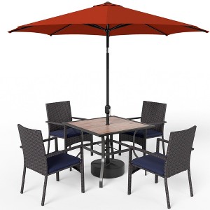Captiva Designs 6pc Patio Brown Plastic-top Steel Dining Table & Blue ...
