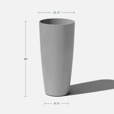 Selena Modern Textured 28" Gray Plastic-Stone Planter