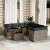 vidaXL Patio Sofa Set with Cushions Outdoor Furniture 9 Piece Poly Rattan - Gray without storage - 2 of 4
