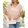 Womens V Neck Summer Pullover Sweater Vests Cap Sleeve Tops Casual Loose Fit Lightweight Knit Vest Tops - 2 of 4