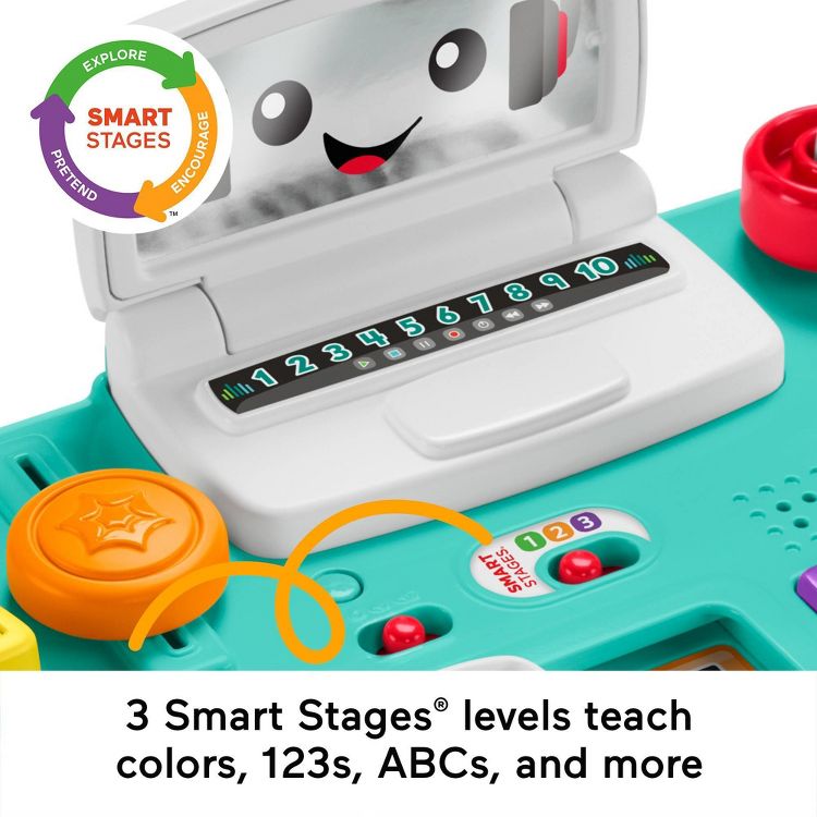 3 Smart Stages® levels teach colors, 123s, ABCs, and more 