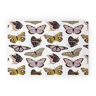 Jessica Molina Texas Butterflies Blush and Gold 30" x 20" Welcome Mat - Society6