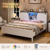 Bed Frame with Storage, Farmhouse Design Featuring Charging Station and LED Light, Sliding Barn Door, Noise-Free, No Box Spring Required. - 3 of 4