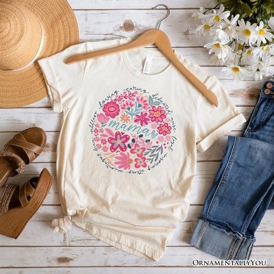 Inspiring Floral Mama T-Shirt, White, Black and Natural Boho Tee for Strong and Loving Mothers| OrnamentallyYou