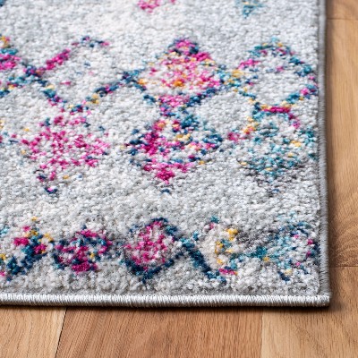 Grey and Purple 4' x 6' Hand-knotted Synthetic Area Rug