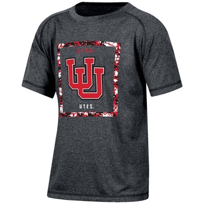 NCAA Utah Utes Boys' Gray Poly Pixel T-Shirt
