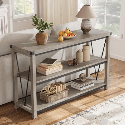 Farmhouse Entryway Table,3 Tier Wood Console Table for Living Room, Farmhouse Sofa Tables Behind Couch, Hallway Table for Foyer