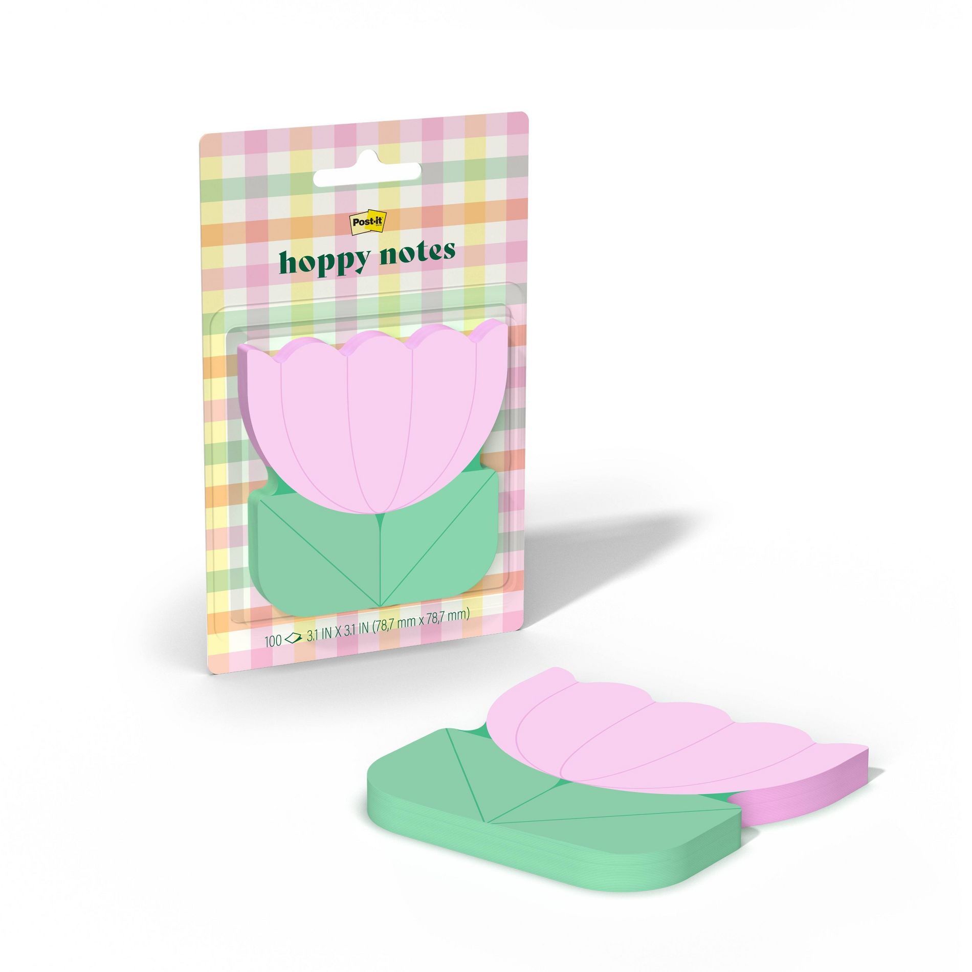 Post-it 3"x3" Hoppy Notes Pink and Green Lotus Flower Sticky Note Pad 100 Sheets