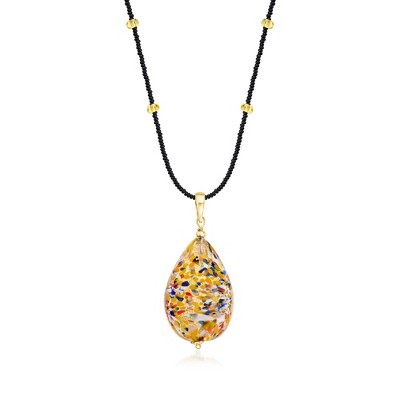 Ross-Simons Italian Multicolored Murano Glass Pendant Necklace in 18kt Gold Over Sterling Size 18
