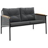 vidaXL Patio Bench with Cushions 45.7" Black Steel - 2 of 4