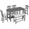 Dining Table Set With Bench For 6 Persons Rectangle Table With Upholstered Chairs 1 Bench Wood Elegant Kitchen Table Chairs Set - image 4 of 4