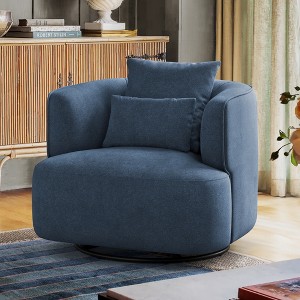 32.3" Wide Upholstered Swivel Accent Chair, 360° Swivel Accent Barrel Chairs, Comfy Club Reading Chairs for Adults for Living Room, Bedroom - 1 of 4