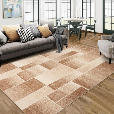 Modern Geometric Patchwork Rug - Large Living Room, Bedroom, Dining Room Carpet - Nursery, Home Office Floor Decor
