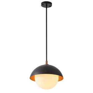 Dewdrop Farmhouse Black 1-Light Classic Bowl Shape Dimmable Pendant Light - 1 of 4