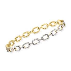 Ross-Simons 0.25 ct. t.w. Diamond Link Bracelet in 18kt Gold Over Sterling - 1 of 3