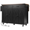 Zeus & Ruta 53.5''Farmhouse Kitchen Island with Power Outlet, Drop Leaf, Spice Rack and Drawer - 2 of 4