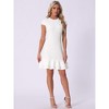 Allegra K Women's Cap Sleeves Round Neck Tiered Ruffled Hem Midi Dress - 3 of 4