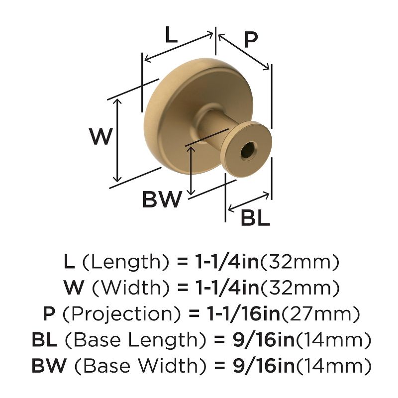 Amerock Factor Cabinet or Drawer Knob, 1-1/4 inch (32mm) Diameter, 4 of 6