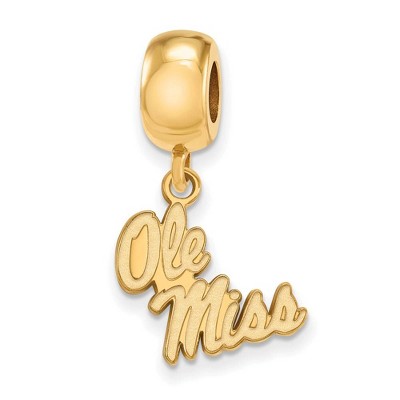 Black Bow Jewelry 14k Yellow Gold Plated Sterling Silver Mississippi Rebels NCAA Bead Charm