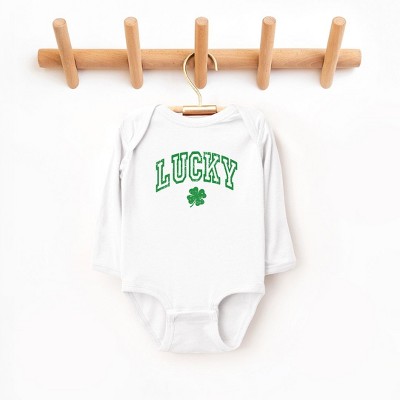 The Juniper Shop Lucky Clover Distressed Baby Long Sleeve Bodysuit