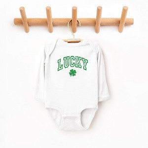 The Juniper Shop Lucky Clover Distressed Baby Long Sleeve Bodysuit - 1 of 3