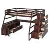 TIRAMISUBEST Twin/Full Size Loft Bed with 7 Storage Drawers and Bulit-in Desk, Wooden Loft Bedframe with Storage Shelves and Guardrail - 4 of 4