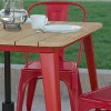 Emma and Oliver Indoor/Outdoor Dining Table with Umbrella Hole, 36" Square All Weather Poly Resin Top and Steel Base - 4 of 4