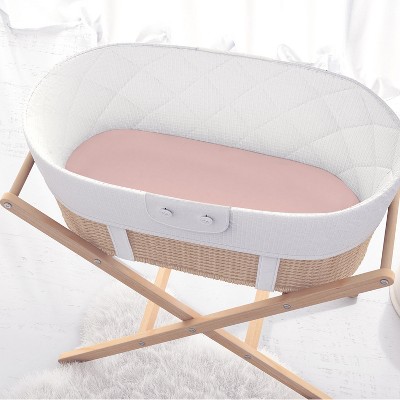 Organic Cotton Jersey Pink Floral Baby Bassinet Sheet Set