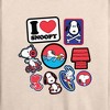 Women's - Peanuts - I Heart Snoopy Patches Lightweight French Terry Wide Neck Long Sleeve Shirt - 2 of 4