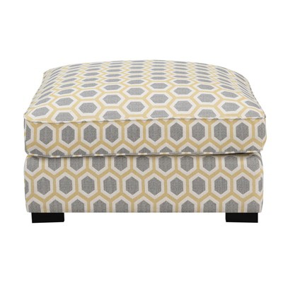 Ottoman with Ultra-Soft Fabric And Block Legs in Gray - Wallace & Bay