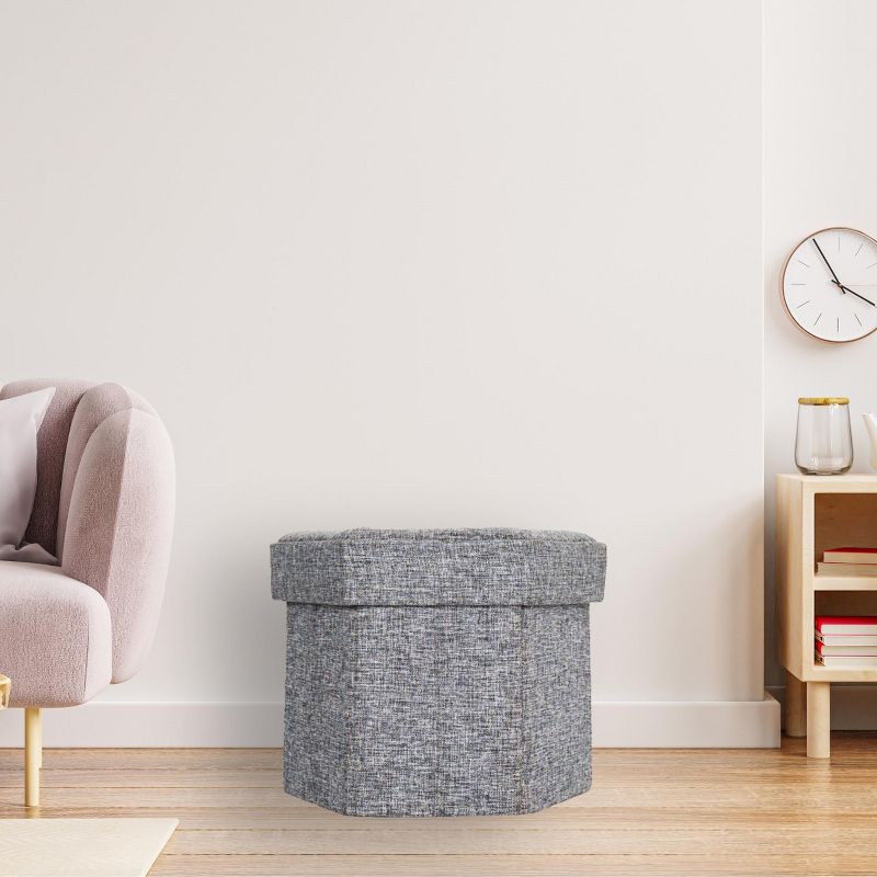 Vintiquewise Decorative Grey Foldable Hexagon Ottoman for Living Room, Bedroom, Dining, Playroom or Office, 4 of 11