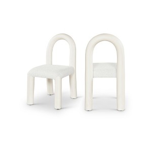 Meridian Furniture,Amari Vegan Leather and Boucle Fabric Dining Chair, Set of 2 - 1 of 4