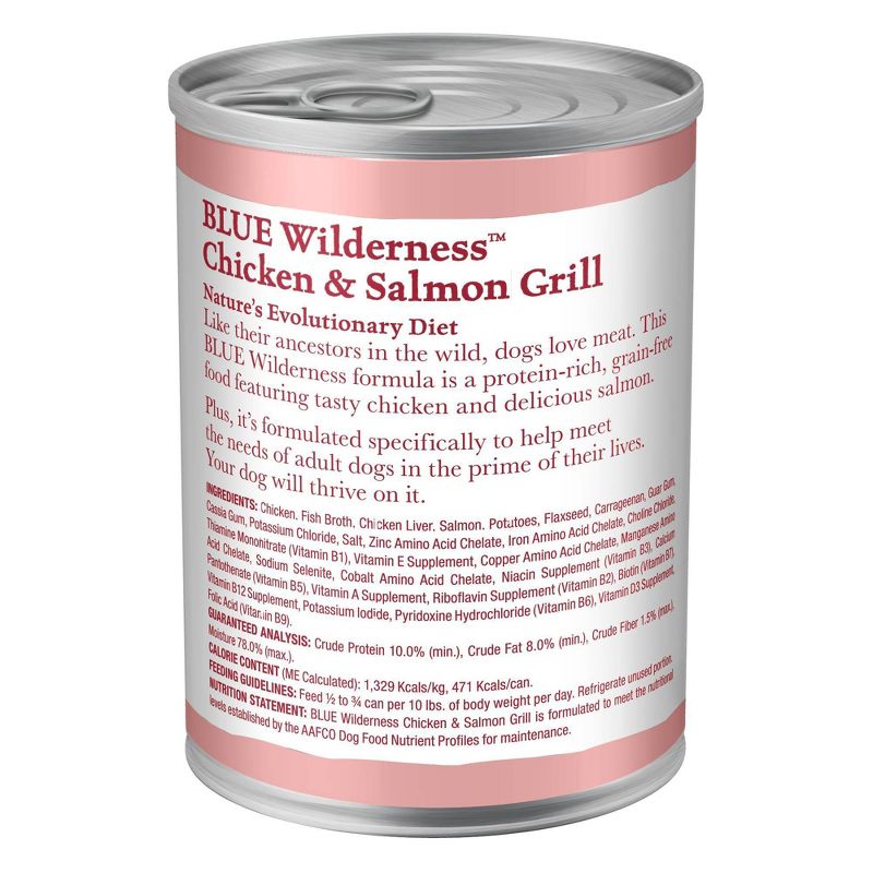 Blue Buffalo Wilderness High Protein Natural Adult Wet Dog Food with Salmon &#38; Chicken Grill - 12.5oz, 4 of 7