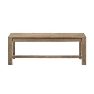 Simple Relax Wooden Dining Bench with Square Post Legs in Brown Washed