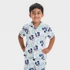 Toddler Boys' 2pc Mickey Mouse Woven Gauze Button-Up Top & Shorts Set - Blue - 3 of 4