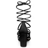 Allegra K Women's Open Toe Knots Strap Lace Up Chunky Heels Sandals - 3 of 4