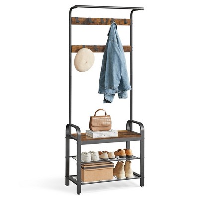 VASAGLE 4-in-1 Coat Rack Hall Tree, a Hanging Rod for Entryway Entryway Bench with Coat Rack