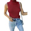 Womens Sleeveless Pullover Sweater Turtleneck Sweater Knt Tank Tops - 3 of 4