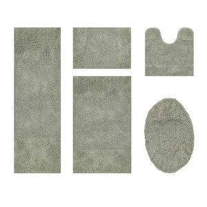 Granada 5 Piece Bath Rug Set 100% Premium Cotton Tufted Non-Slip Backing Bathmats for Bathroom, Super Soft Absorbent, Machine Washable - 1 of 4