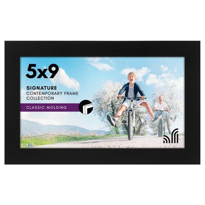 Americanflat 5x9 Picture Frame with Shatter-Resistant Glass - Style Frames Made of Engineered Wood - Photo Frame for Tabletop and Wall Display - Black