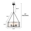 LLHZSY 20 1/2" Modern Ceiling Chandelier With Water Ripple Glass 5-Lights Fixture for Kitchen Island Dining Room Living Room- Black - 3 of 4