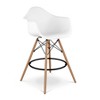 HomeRoots 28" White And Brown Heavy Duty Plastic And Solid Wood Low Back Counter Height Bar Chair - 4 of 4