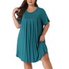 Agnes Orinda Women's Plus Size Comfort Pleated Front Short Sleeve Nightgowns - 2 of 4