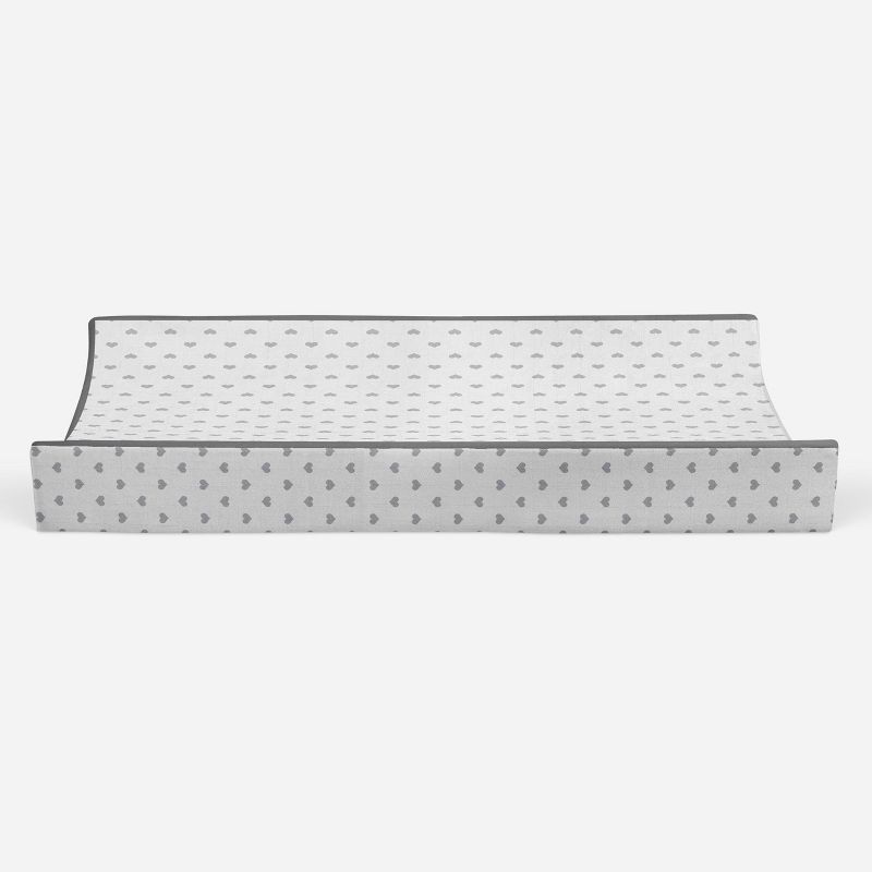 Bacati - Hearts Quilted Muslin Changing Pad Cover Gray, 5 of 10