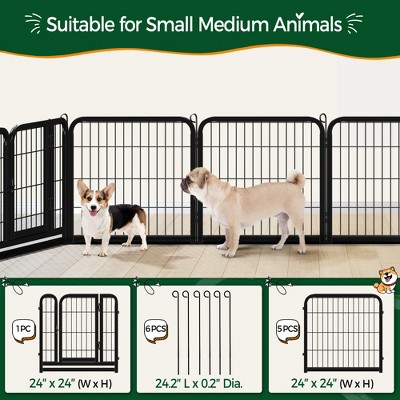 Black Metal 6-Panel Pet Playpen for Indoor/Outdoor Use