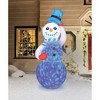 Occasions 7 Foot Pre Lit LED Inflatable Swirling Lights Snowman with Tipping Hat, Scarf, and Mittens Festive Christmas Yard Decoration - 2 of 3