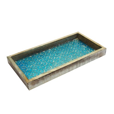 Mosaic Wooden Tray Gold - Nu Steel